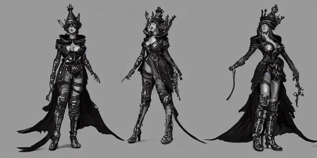 Image similar to queen of spades, character sheet, fine details, concept design, contrast, brigitte bardot, kim jung gi, greg rutkowski, trending on artstation, 8 k, full body, turnaround, front view, back view, ultra wide angle