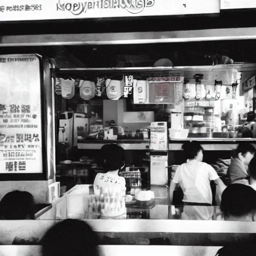 Prompt: A photo of a kopitiam in Singapore, disposable film
