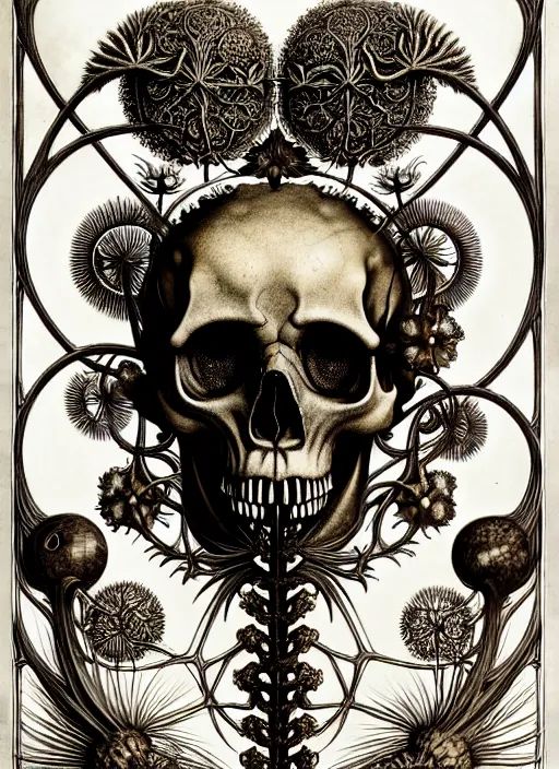 Image similar to art forms of nature by ernst haeckel, memento mori by arthur rackham, ornate antique porcelain beautiful skull mask, ultrasharp, photorealistic, hyperdetailed, octane render, polished, art nouveau, neo - gothic, gothic, intricate ornamental organic filigree, art nouveau botanicals, art forms of nature by ernst haeckel, horizontal symmetry, symbolist, visionary