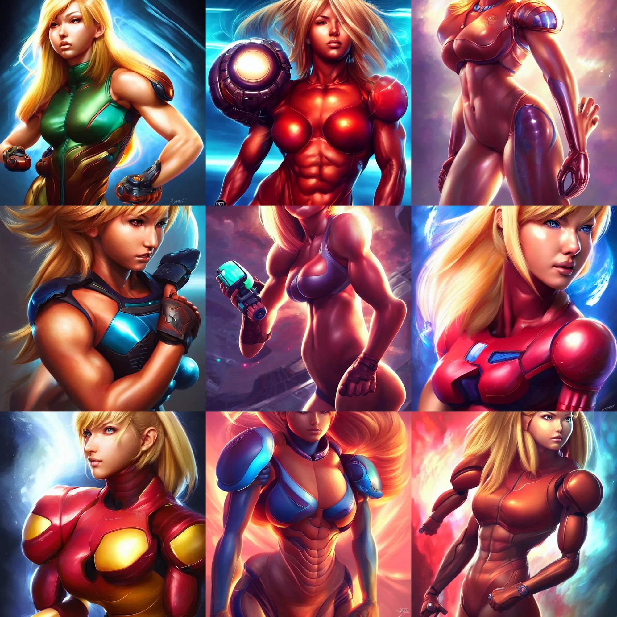 Prompt: samus aran as an instagram fitness model digital illustration portrait design by, ross tran, bradshaw, artgerm, mark brooks and brad kunkle detailed, gorgeous lighting, wide angle action dynamic portrait one subject, one character