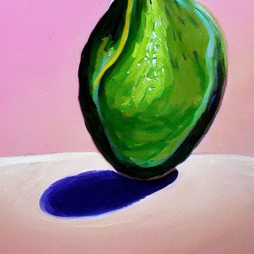 Image similar to An emissary of the Kingdom of the avocados. Painting.