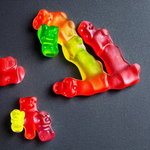 Prompt: gummy bear made out of skin