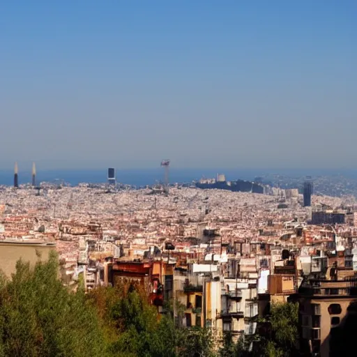 Prompt: skyline of barcelona from vallvidrera