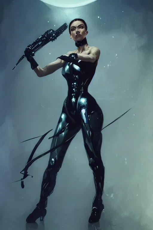 Image similar to elegant punisher aeon flux gown profile picture by greg rutkowski, dynamic pose, intricate, futuristic, fantasy, elegant, by stanley artgerm lau, greg rutkowski, thomas kindkade, alphonse mucha, loish, mugler, norman rockwell,