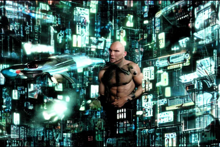 cyborg - pitbull, surrounded by screens, in 2 0 0 1, y | Stable Diffusion