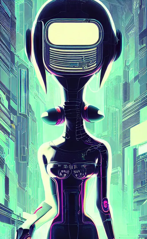 Image similar to portrait of a cyberpunk girl with futuristic helmet and with very tight black latex dress by Petros Afshar and Beeple, James Gilleard, Mark Ryden, Wolfgang Lettl highly detailed