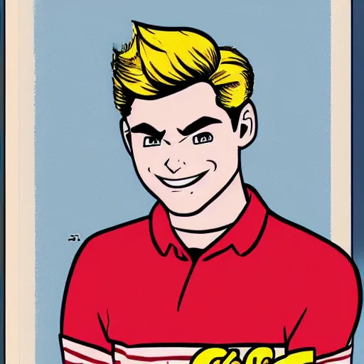 Prompt: Archie Andrews as drawn by Harry Lucey for Archie Comics