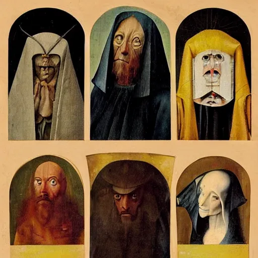 Prompt: Hieronymus Bosch face collage