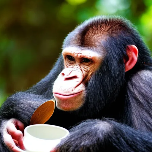 Image similar to bored ape holding a spoon full or sugar up to his face