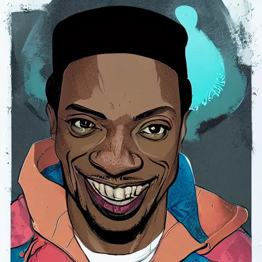 Image similar to a study of cell shaded portrait of Cartoonish Dave Chapelle concept art, llustration, post grunge, concept art by josan gonzales and wlop, by james jean, Victo ngai, David Rubín, Mike Mignola, Laurie Greasley, highly detailed, sharp focus, alien, Trending on Artstation, HQ, deviantart, art by artgem