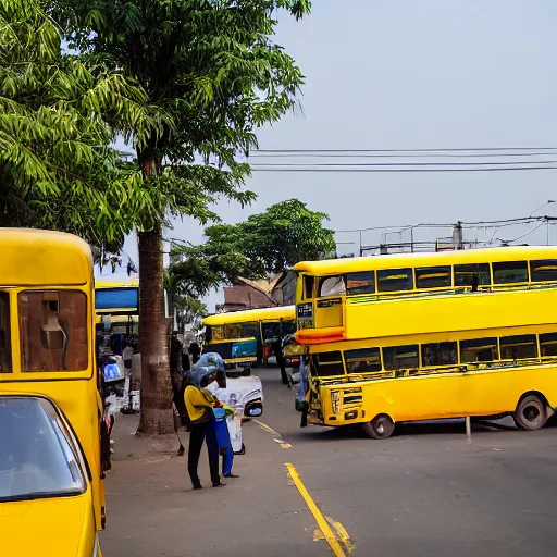 Prompt: yellow buses of lagos.