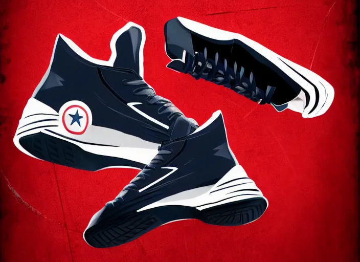 Image similar to basketball sneakers concept of bucky barnes, trending on artstation, smooth, sharp focus