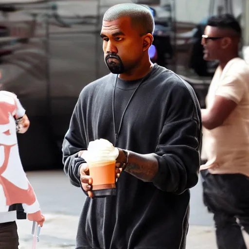 Image similar to kanye west drinking a milkshake