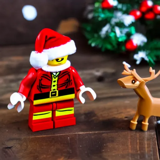 Image similar to LEGO Santa claus with flying reindeer