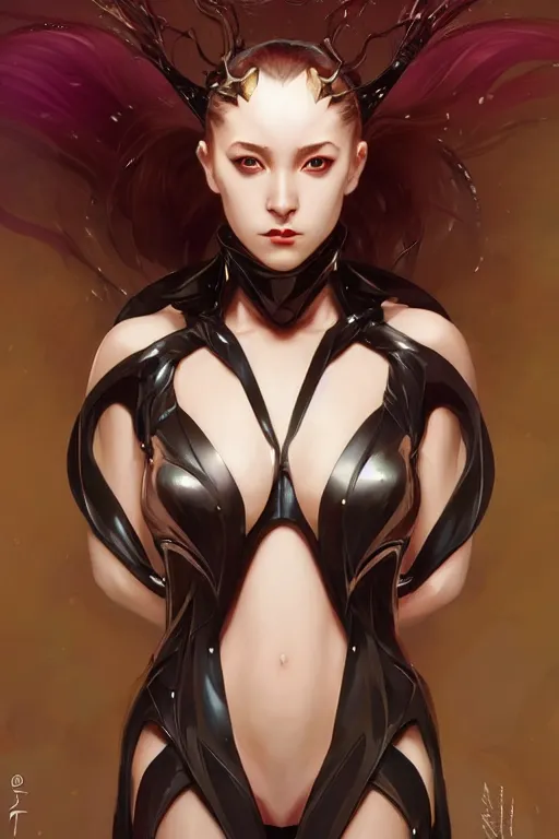 Prompt: Rena Nounen aka Nano as a super villain, [[[[grinning evily]]]], full view of face and body, sexy, fantasy, intricate, elegant, highly detailed, digital painting, artstation, concept art, matte, sharp focus, illustration, art by Artgerm and Greg Rutkowski and Alphonse Mucha