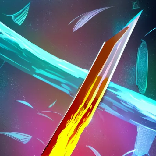 Prompt: sword made of antimatter, science fiction, fantasy, glowing, vibrant, sharp colors, concept art