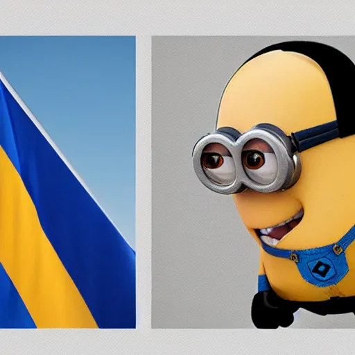 Image similar to a minion as vladimir putin, highly detailed