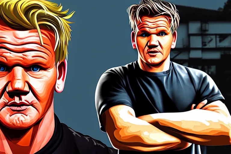 Prompt: gordon ramsay as gta art,