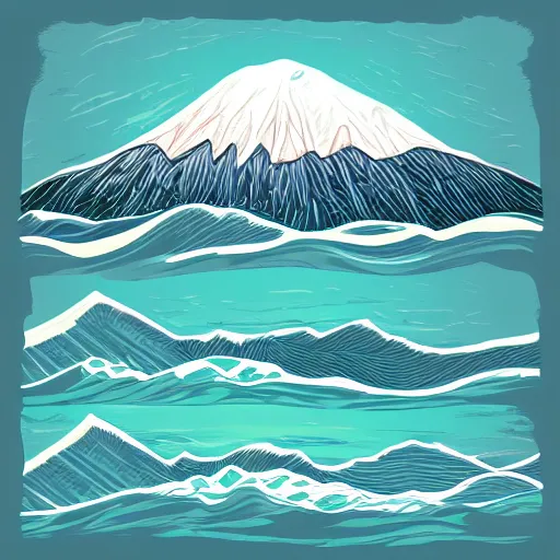 Prompt: mountain water illustration vector digital art trending on artstation h 7 6 8