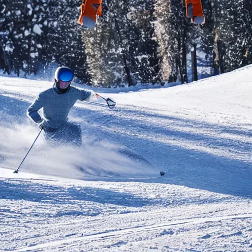 Image similar to photo of a guy skiing, the ground is all ice - cream