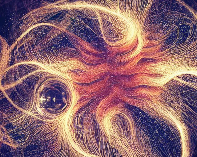 Image similar to complex beings, beautiful hairy, ornate hair, love, joy, vortexes, large arrays data holograms, 8 k, ultra hd, light shadows, wet hdr refractions, *, * * *, * * * * *