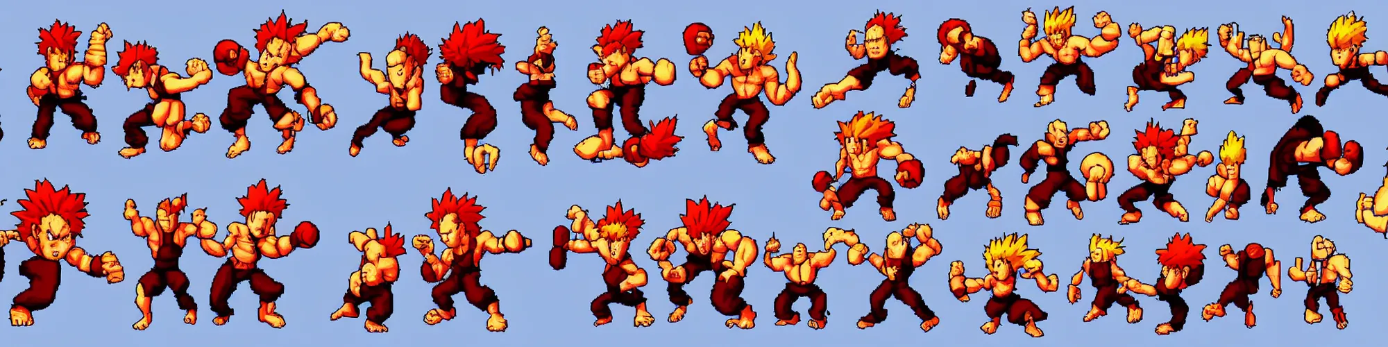 Image similar to akuma walk cycle sprite sheet, street fighter iii : third strike, professional pixel art, capcom official media