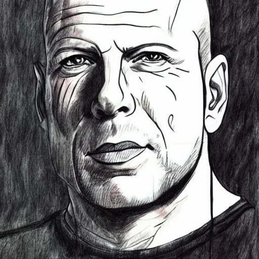 Image similar to bruce willis, ink manga drawing