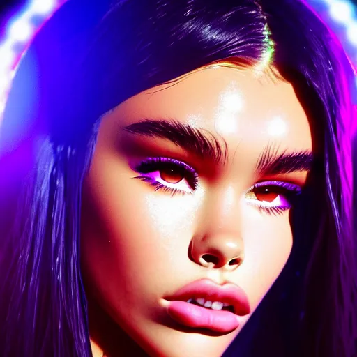 Image similar to madison beer a an intergalactic popstar dancing on a planet, render, blender render, unity render, 4 k wallpaper, art station trending, artstation 4 k coherent, coherent, 4 k, detailed, hyperdetailed, artifact - free, completely coherent, sharp, madison beer