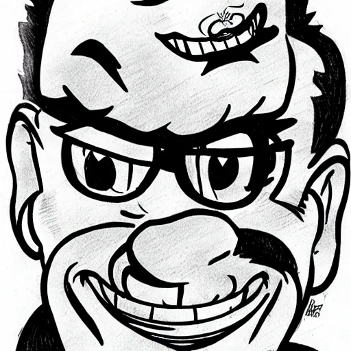 Image similar to steve - buscemiy - as - wario comic - con comic - book drawing from mad - magazine