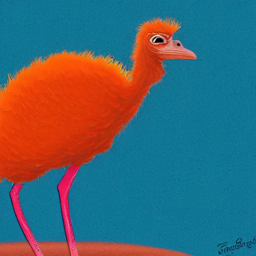 Image similar to a average tangerine colored ostrich midge in the deep sea, digital art