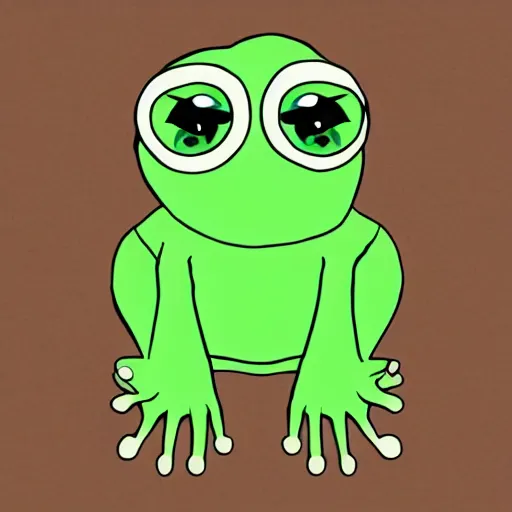 Image similar to cute pepe the frog with curly hair