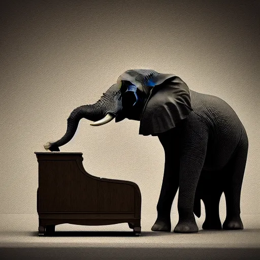 Image similar to an elephant playing the piano, trending on artstation 3D.