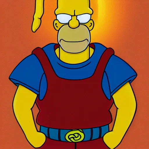 Prompt: portrait painting of homer simpson, art by akira toriyama, 4 k, dragon ball artstyle, cel shaded, highly detailed, epic lighting