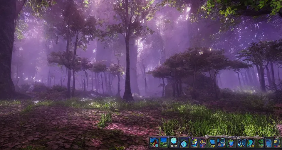 Prompt: Enchanted and magic forest, with Unreal Engine