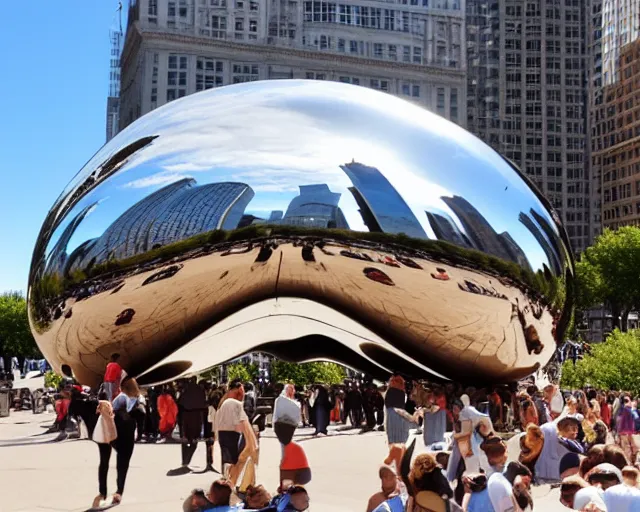 Prompt: the bean in chicago but it's made of italian beef