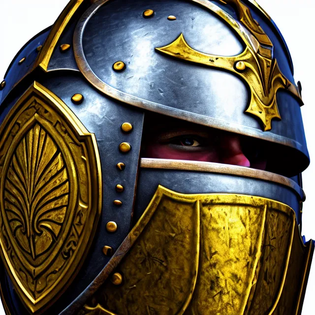 Prompt: photo of a paladin with ornate armour and shield, 8 k, hdr, smooth, sharp focus, high resolution, award - winning photo