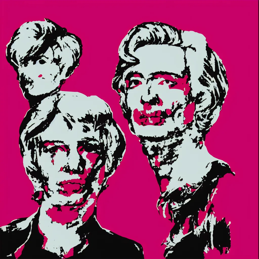 Prompt: individual silk screen portrait of death by andy warhol, clean vector curves, no jagged lines, vector art