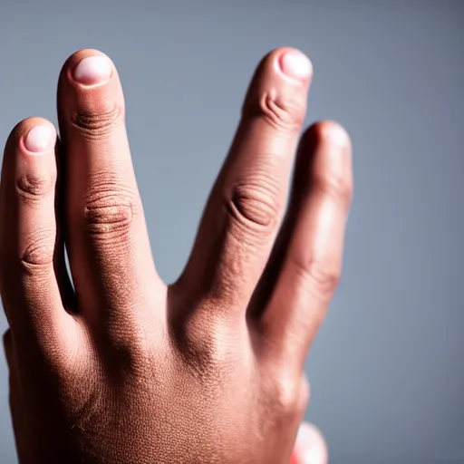 Prompt: human hand, five fingers, XF IQ4, f/1.4, ISO 200, 1/160s, 8K, RAW, unedited, symmetrical balance, in-frame, sharpened