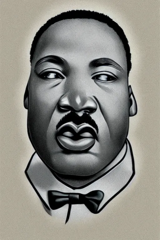 Prompt: ultra realistic Martin Luther King Jr. face portrait in the style of grant wood