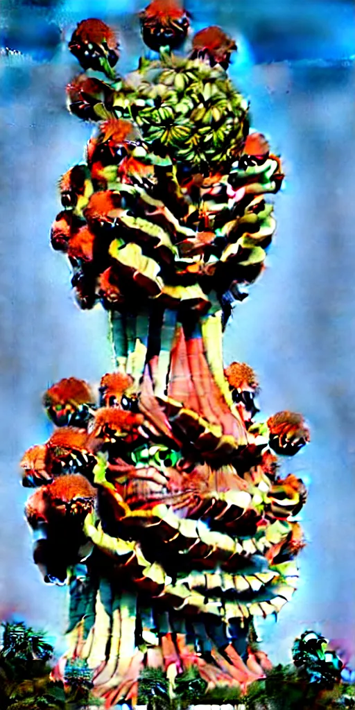 Image similar to colossal grotesque flower made from unfulfilled communist dreams in the middle of abandoned post soviet constructivist cityscape, Stalinist architecture, ultradetailed, Intricate by Hayao Miyazaki and Josan Gonzalez and Makoto Shinkai and Giuseppe Arcimboldo and Wes Anderson