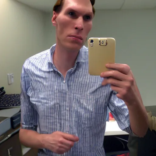 Image similar to jerma 9 8 5 holding an amongus imposter