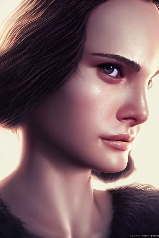 Image similar to portrait of Natalie Portman, detailed, trending on artstation, pixiv, cgsociety, hyperdetailed Unreal Engine 4k 8k ultra HD, WLOP