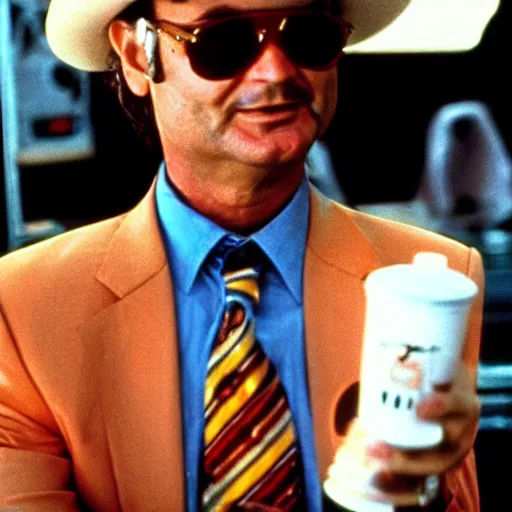 Image similar to bill murray in fear and loathing in las vegas, movie still, promotional shot