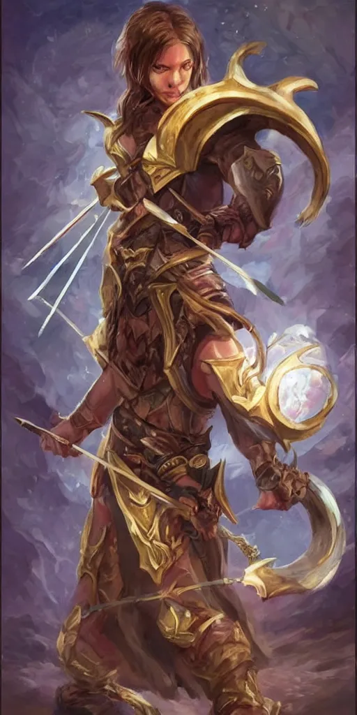 Image similar to magic bow weapon, fantasy card game art