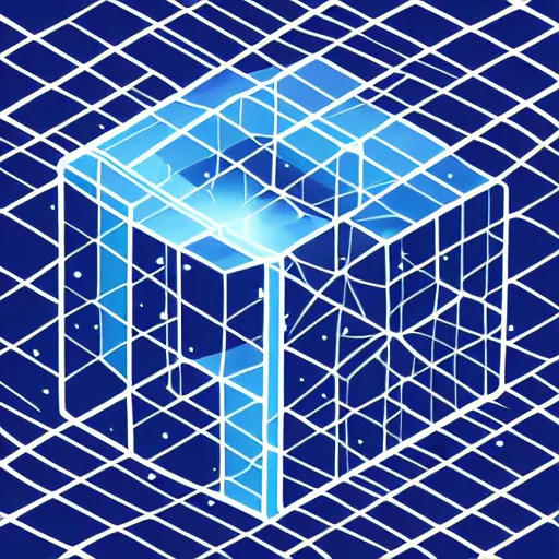 Prompt: cube in 4 d space, vector graphic, matlab,