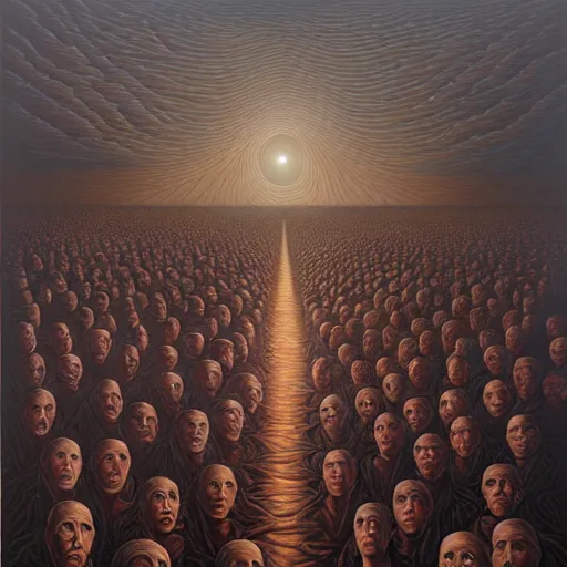 Image similar to in a dream, are all the characters really you? by jeffrey smith, oil on canvas