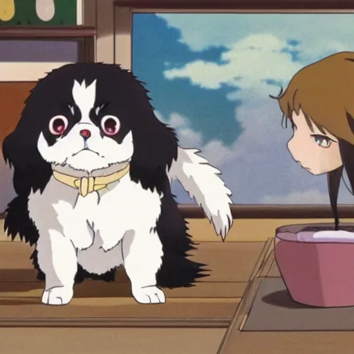 Image similar to a japanese chin as an anime character in a studio ghibli film