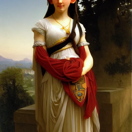 Image similar to princess Zelda Zelda Zelda looking over her shoulder by William-Adolphe Bouguereau