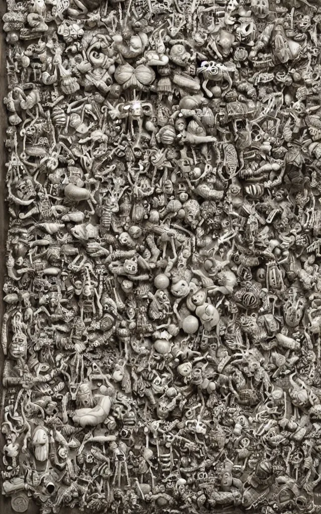 Image similar to by laurie lipton, a bunch of toys that are in the air, polycount, rococo, made of insects,