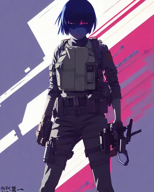 Image similar to girl wearing tactical gear | | very very anime!!!, fine - face, audrey plaza, realistic shaded perfect face, fine details. anime. realistic shaded lighting poster by ilya kuvshinov katsuhiro otomo ghost - in - the - shell, magali villeneuve, artgerm, jeremy lipkin and michael garmash and rob rey